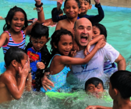 Brian O'Reilly with sponsored kids