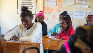 Students participating in the workshops