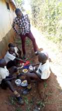 Students having lunch time meal
