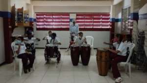 Percussion class in Jenaro Aguirre
