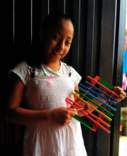 Children create their own xylophones
