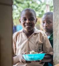 collecting lunch from the kitchen