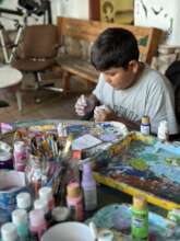 Exploring their creative sides.