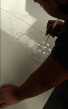 Eco Warriors making hexagon bubbles at home