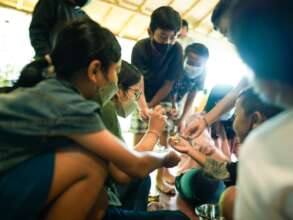 Eco Warriors tasting three types of honey