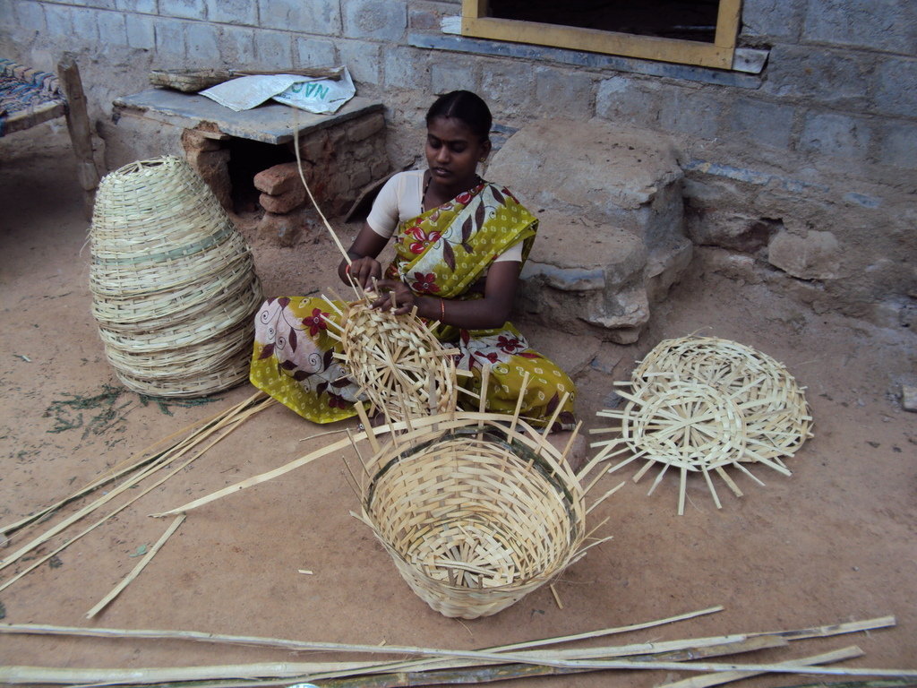 100 Poor Indian Widows Livelihood by Baskets Work