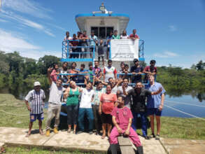Our boat with local students and the medical team