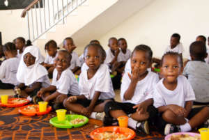 Traditional local lunch prepared for the kids