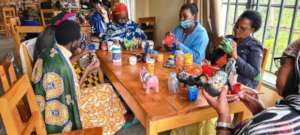 Women working on salable crafts