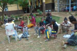 Children in the Safe house participating in craft