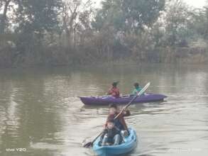 Boating at the farm pond