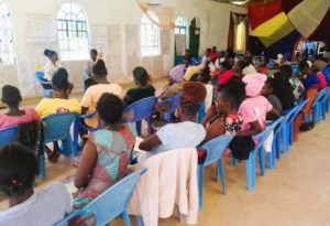 Facilitator presenting in big group in Big Tree
