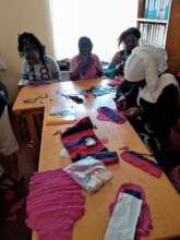 Participants making reusable sanitary pads