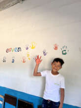Decorating our Canaima classroom w/ the best help