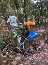 Community cleanup effort to remove waste from the