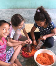 Preparing lunch with ingredients from the garden