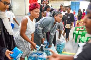 Distribution of sanitary towels to female trainees