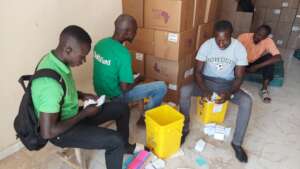 The team in The Gambia doing quality control check
