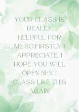 Student feedback on We women class