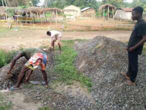 youth support to convey stones  to site