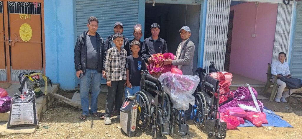 Food items, blanket, assistive device distribution
