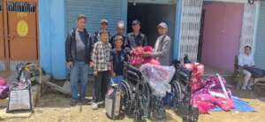 Food items, blanket, assistive device distribution