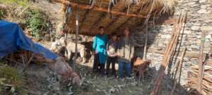 Anjana with family and goats from PHASE Nepal