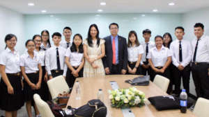 With fellow students at Thammasat University