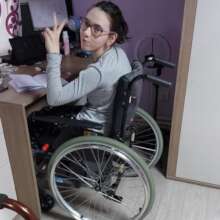 Otilia in her new wheelchair