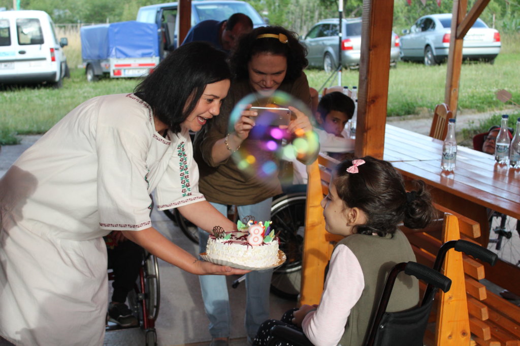 Birthday party at the summer camp for children