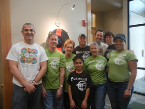 Employees volunteering for Oregon Food Bank
