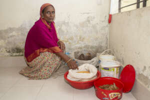 Samina's mother with her dry fish business