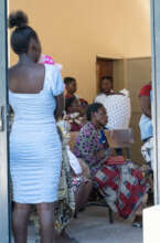 Mothers waiting for babies to be weighed