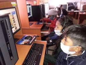 Children using the first of the new computers