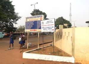 Entrance to Agogo Hospital in Ghana