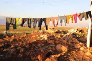 Big families living in tents.
