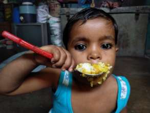 A child eating food