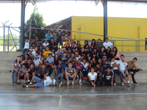 The youth group (Henry in back row, yellow shirt).