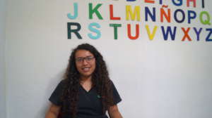 Maricruz at her office in Antigua