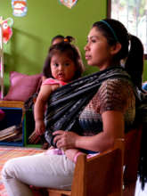 A mother and daughter participating in the program