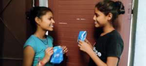 Girl with sanitary napkins