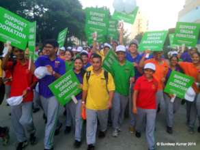 School students on a walkathon on organ donation