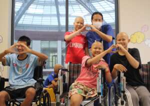 At the playroom in the pediatric oncology ward