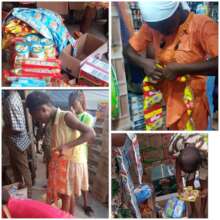 Girls picking up their groceries