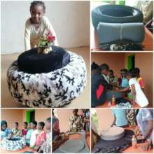 Centre table made out of recycled tyres