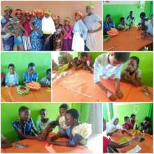 Girls learnt how to make Bonnets and hair bands