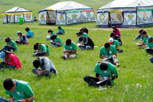 Students taking language placement exam