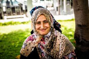Gazan women in the hospital grounds