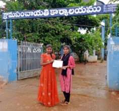 Students with Petition Paper at Gram Panchayat