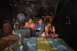 Students learning from home during the pandemic